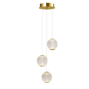 Gold Vencha Langdon Warm White LED Optical Acrylic Pendant Light 3 Light by Vencha, a Pendant Lighting for sale on Style Sourcebook