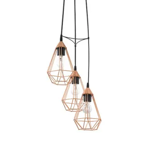 Eglo Tarbes Copper Cage Pendant Light 3 Light Cluster by Eglo, a Pendant Lighting for sale on Style Sourcebook