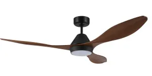 Eglo Nevis 52" DC 18W LED ABS Indoor/Outdoor Ceiling Fan With Remote Control Teak / Black by Eglo, a Ceiling Fans for sale on Style Sourcebook