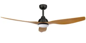 Bahama 52" DC Smart Wifi Enabled ABS Moulded Blade Ceiling Fan With 18W LED Light And Remote Matt Black And Maple by Brilliant, a Ceiling Fans for sale on Style Sourcebook