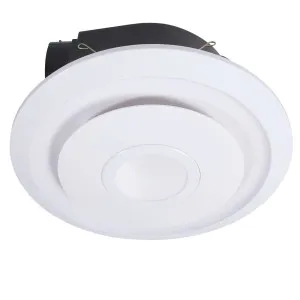 White Emeline-II Round Exhaust Fan With 10W LED Light   Flex And Plug Large by Mercator, a Exhaust Fans for sale on Style Sourcebook