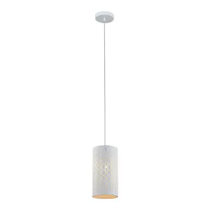 CLA Modello Embossed Oblong Iron Pendant Light White by Compact Lamps Australia, a Pendant Lighting for sale on Style Sourcebook