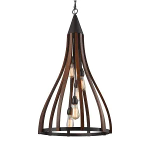 CLA Khaleesi Iron And Wood Pendant With E27 Light Large by Compact Lamps Australia, a Pendant Lighting for sale on Style Sourcebook