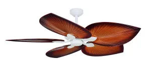 ThreeSixty Tropicana 54" (1370mm) Tropical 5 Blade Indoor/Outdoor Ceiling Fan Matte White and Brown by ThreeSixty, a Ceiling Fans for sale on Style Sourcebook