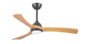 Claro Sleeper 56" Solid Timber DC Ceiling Fan With 18W LED CCT Light and Remote Matte Black and Teak by Claro, a Ceiling Fans for sale on Style Sourcebook