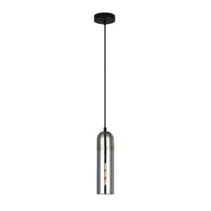 CLA Pastille 1 Light Cylinder Glass and Iron Pendant Light (E27) Satin Chrome by Compact Lamps Australia, a Pendant Lighting for sale on Style Sourcebook