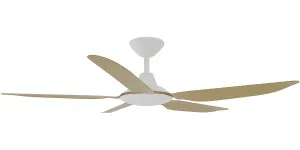 Calibo Storm 48" (1220mm) 5 Blade Indoor/Outdoor DC Ceiling Fan and Remote White & Bamboo by Calibo, a Ceiling Fans for sale on Style Sourcebook