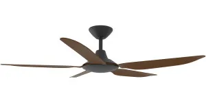 Calibo Storm 52" (1320mm) 5 Blade Indoor/Outdoor DC Ceiling Fan and Remote Black & Koa by Calibo, a Ceiling Fans for sale on Style Sourcebook