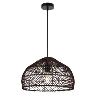 Brown Telbix Frya Woven Pendant (E27) Medium by Telbix, a Pendant Lighting for sale on Style Sourcebook