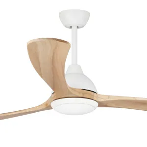 Fanco Sanctuary DC 70" Solid Timber Blade Indoor/Outdoor Ceiling Fan with 24W CCT LED Light and Remote White & Natural by Fanco, a Ceiling Fans for sale on Style Sourcebook