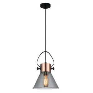 Smoke & Copper CLA Fumoso Glass Pendant (E27) Cone by Compact Lamps Australia, a Pendant Lighting for sale on Style Sourcebook