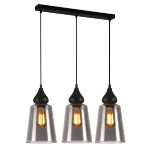 Black Smoke CLA Jerez Glass Pendant (E27) 3 Bar by Compact Lamps Australia, a Pendant Lighting for sale on Style Sourcebook