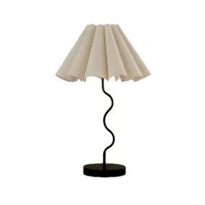 Paola & Joy Cora Pleated Table Lamp with Squiggle Base (E27) Black & Natural by Paola & Joy, a Table & Bedside Lamps for sale on Style Sourcebook