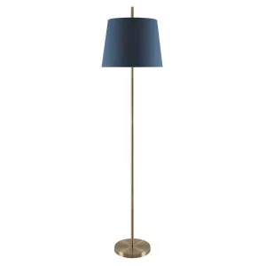 Telbix Dior 1 Light Floor Lamp (E27) Antique Brass & Blue by Telbix, a Floor Lamps for sale on Style Sourcebook