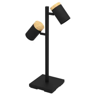 Eglo Cartagena 2 Light Table Lamp Black and Timber by Eglo, a Table & Bedside Lamps for sale on Style Sourcebook