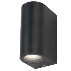 Telbix Eos II GU10 2 Light LED Up/Down Wall Pillar Black by Telbix, a Outdoor Lighting for sale on Style Sourcebook