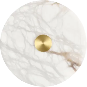 Calibo Bower Modern Alabaster Stone 200mm Round Wall Light Brass by Calibo, a Outdoor Lighting for sale on Style Sourcebook