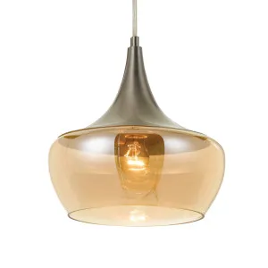 Telbix Landy Glass And Metal Pendant Light Champagne With Matt Nickel by Telbix, a Pendant Lighting for sale on Style Sourcebook