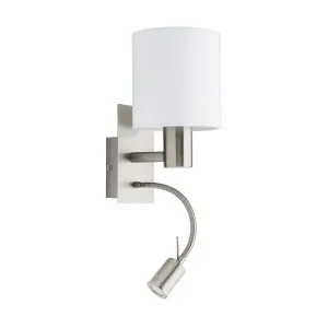 Eglo Pasteri E27 Interior Wall Light With Secondary 3.5W Adjustable Light White by Eglo, a Wall Lighting for sale on Style Sourcebook