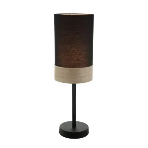 Black with Wood Trim CLA Tambura Table Lamp (E27) Oblong by Compact Lamps Australia, a Table & Bedside Lamps for sale on Style Sourcebook