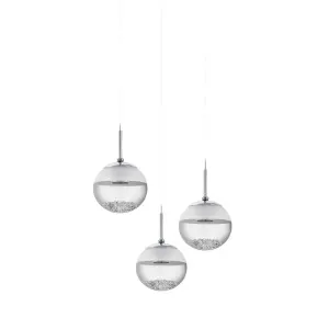 Eglo Montefio 1 Chrome And Clear Glass With Crystal Pendant Light 3 Light Cluster by Eglo, a LED Lighting for sale on Style Sourcebook