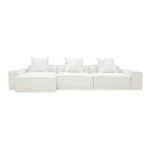 Riley Linen Pure White Modular Sofa - 3 Seater Chaise by James Laney, a Sofas for sale on Style Sourcebook