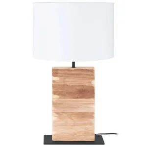 Eglo Contessore Rectangle Timber Table Lamp White & Wood by Eglo, a Table & Bedside Lamps for sale on Style Sourcebook