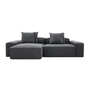 Riley Linen Charcoal Modular Sofa - 2 Seater Chaise by James Lane, a Sofas for sale on Style Sourcebook