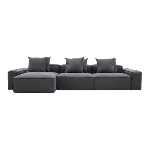 Riley Linen Charcoal Modular Sofa - 3 Seater Chaise by James Laney, a Sofas for sale on Style Sourcebook