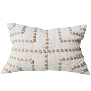 Maya Embroidery Linen Cushion 40x60cm Lumbar - Natural | White by Macey & Moore, a Quilts & Bedspreads for sale on Style Sourcebook