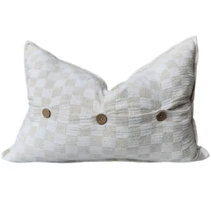 Annecy Check Linen Cotton Cushion 40x60cm Lumbar - Natural by Macey & Moore, a Cushions, Decorative Pillows for sale on Style Sourcebook