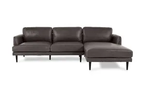 Alice Leather Right Hand Chaise Sofa, Graphite, by Lounge Lovers by Lounge Lovers, a Sofas for sale on Style Sourcebook