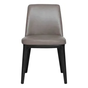 Hayes Dining Chair in Alpine Leather Grey / Black by OzDesignFurniture, a Dining Chairs for sale on Style Sourcebook