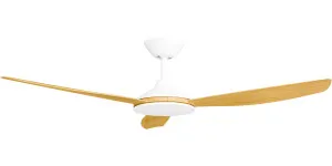 Calibo Condor 52" DC Smart Ceiling Fan with Remote Control White and Bamboo by Calibo, a Ceiling Fans for sale on Style Sourcebook