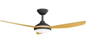 Calibo Condor 48" DC Smart Ceiling Fan with LED Light and Remote Control Black and Bamboo by Calibo, a Ceiling Fans for sale on Style Sourcebook