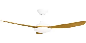 Calibo Condor 48" DC Smart Ceiling Fan with LED Light and Remote Control White and Teak by Calibo, a Ceiling Fans for sale on Style Sourcebook