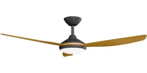 Calibo Condor 52" DC Smart Ceiling Fan with LED Light and Remote Control Black and Teak by Calibo, a Ceiling Fans for sale on Style Sourcebook