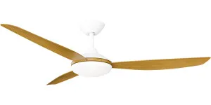 Calibo Condor 56" DC Smart Ceiling Fan with LED Light and Remote Control White and Teak by Calibo, a Ceiling Fans for sale on Style Sourcebook