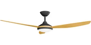 Calibo Condor 56" DC Smart Ceiling Fan with LED Light and Remote Control Black and Bamboo by Calibo, a Ceiling Fans for sale on Style Sourcebook