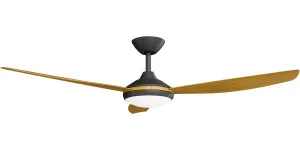 Calibo Condor 56" DC Smart Ceiling Fan with LED Light and Remote Control Black and Teak by Calibo, a Ceiling Fans for sale on Style Sourcebook