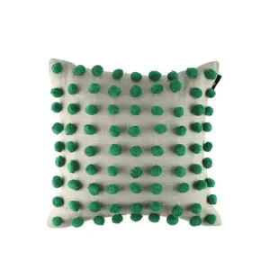 Pom Pom Linen Cushion Emerald 45cm x 45cm by Love That Homewares, a Cushions, Decorative Pillows for sale on Style Sourcebook