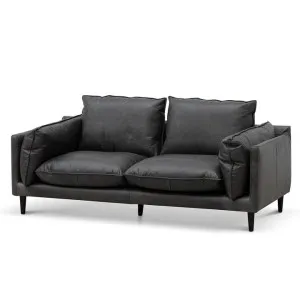 Ex Display - Lucio 2 Seater Sofa - Charcoal Leather by Interior Secrets - AfterPay Available by Interior Secrets, a Sofas for sale on Style Sourcebook