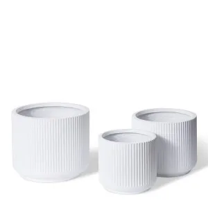 Tarian Fibrestone Planter Set 3 - 34/41/49 x 34/41/49 x 30/35/40cm by Elme Living, a Baskets, Pots & Window Boxes for sale on Style Sourcebook