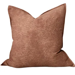 Zaya Linen Cotton Cushion 55cm Square - Dark Toffee by Macey & Moore, a Cushions, Decorative Pillows for sale on Style Sourcebook