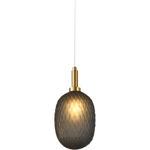 Calibo Lark Diamond Pattern 150mm Glass Pendant Smoke by Calibo, a Pendant Lighting for sale on Style Sourcebook