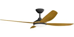 Calibo Vanga 56" DC Smart Ceiling Fan with LED Light and Remote Control Black and Teak by Calibo, a Ceiling Fans for sale on Style Sourcebook