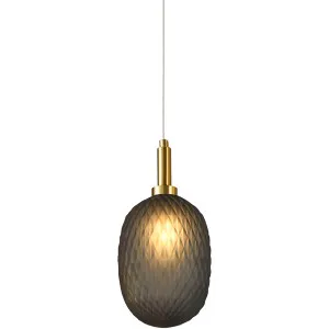 Calibo Lark Diamond Pattern 124mm Glass Pendant Smoke by Calibo, a Pendant Lighting for sale on Style Sourcebook