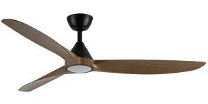 Martec Seaforth 52" DC Smart Ceiling Fan with 16W Dimmable LED Light and Remote Control Black and Teak by Martec, a Ceiling Fans for sale on Style Sourcebook