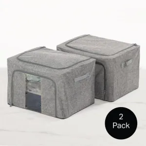 Canningvale Classico Storage Box Twin Pack - Grey, Large, Linen by Canningvale, a Sheets for sale on Style Sourcebook