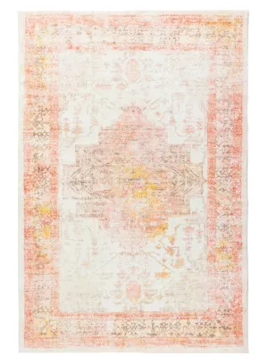 Marissa Orange Peach and Cream Medallion Washable Rug by Miss Amara, a Other Rugs for sale on Style Sourcebook